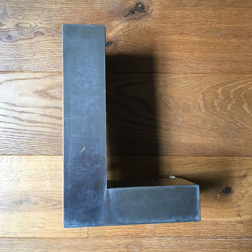 Old letter l sign alu chrome deco industrial