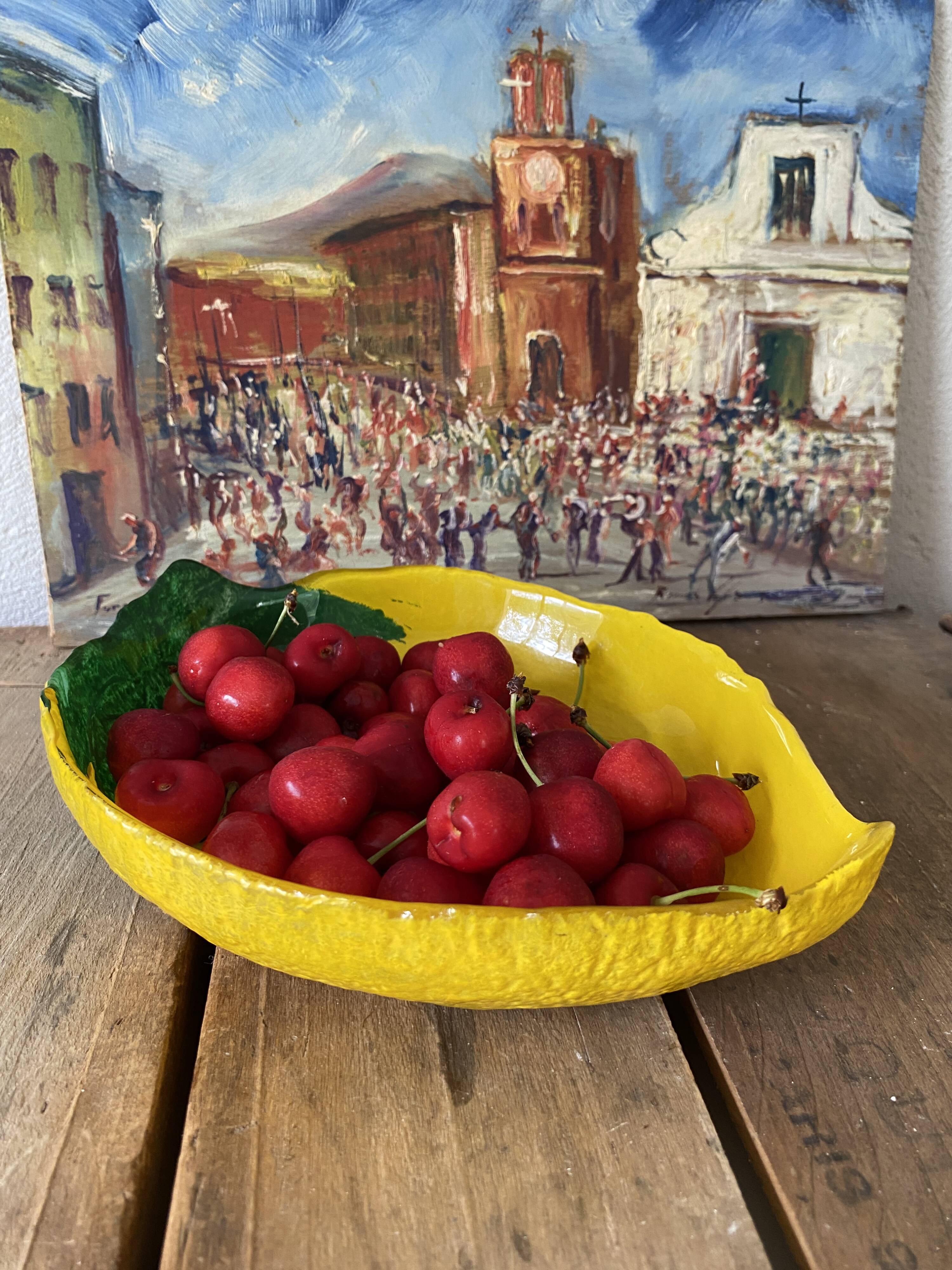 Painted glass dish “le citron”