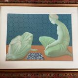 Lithograph "Game of Checkers or Pari De Zobeïde" Leonor Fini