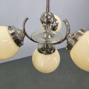 Bauhaus Globe Chandelier Czechoslovakia 1930s Chrome Pendant