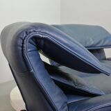 Vico Magistretti 3-Seat Flexible Cassina Blue Leather 'Veranda' Sofa, Italy