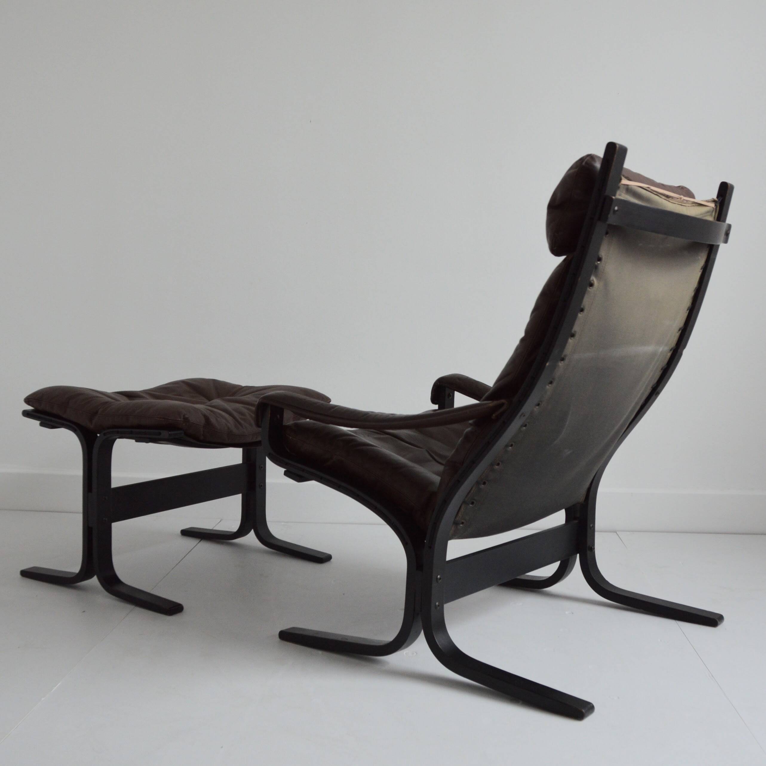 Siesta armchair with its ottoman by Ingmar Relling for Westnofa 1960s