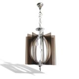 Lampe suspendue à 3 lumières en acrylique portugaise du milieu du siècle