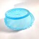 Old oval coupe basket in moulded blue glass, frosted acid, 1900.