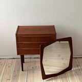 Danish vintage set of chest of drawers and mirror, teak, 1960s