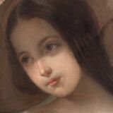 Portrait de jeune fille pastel sur toile milieu XIXe par Claude Gros
