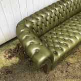 Chesterfield green leather sofa