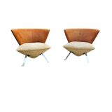 Giorgio Saporiti Post Modern Jada Slipper Chairs, very rare two-tone model, 1970s