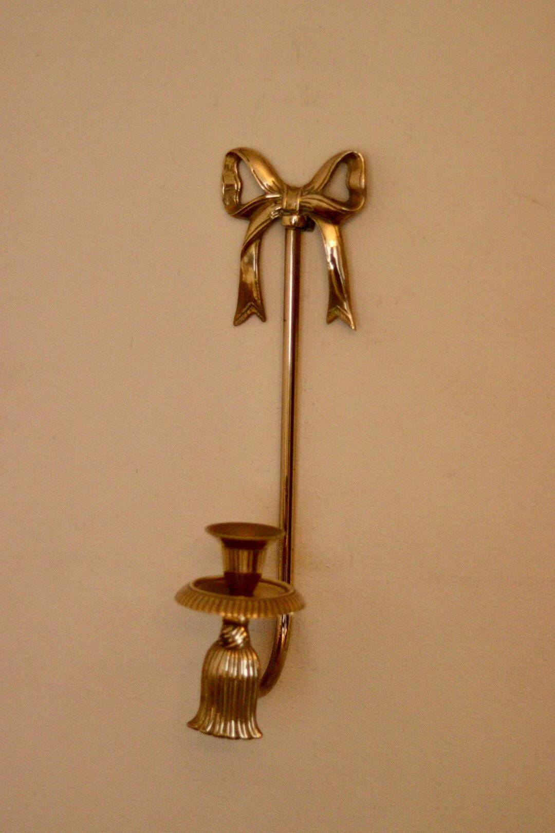 Grande applique murale vintage en laiton avec nœud