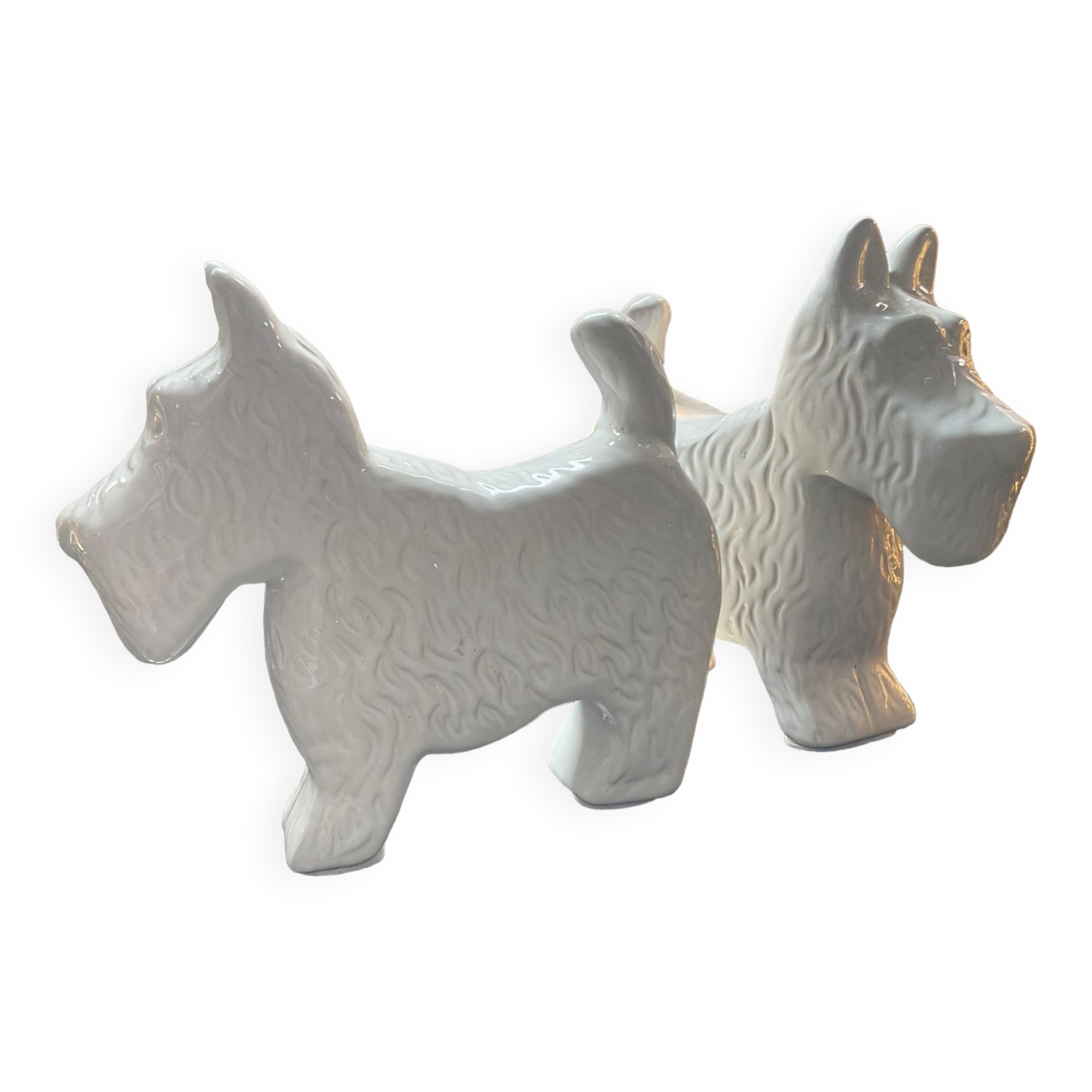 Pair of Scottish vintage bookends in glazed ceramic
