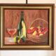oil painting canvas still life fruit cider Normandy Calvados signed