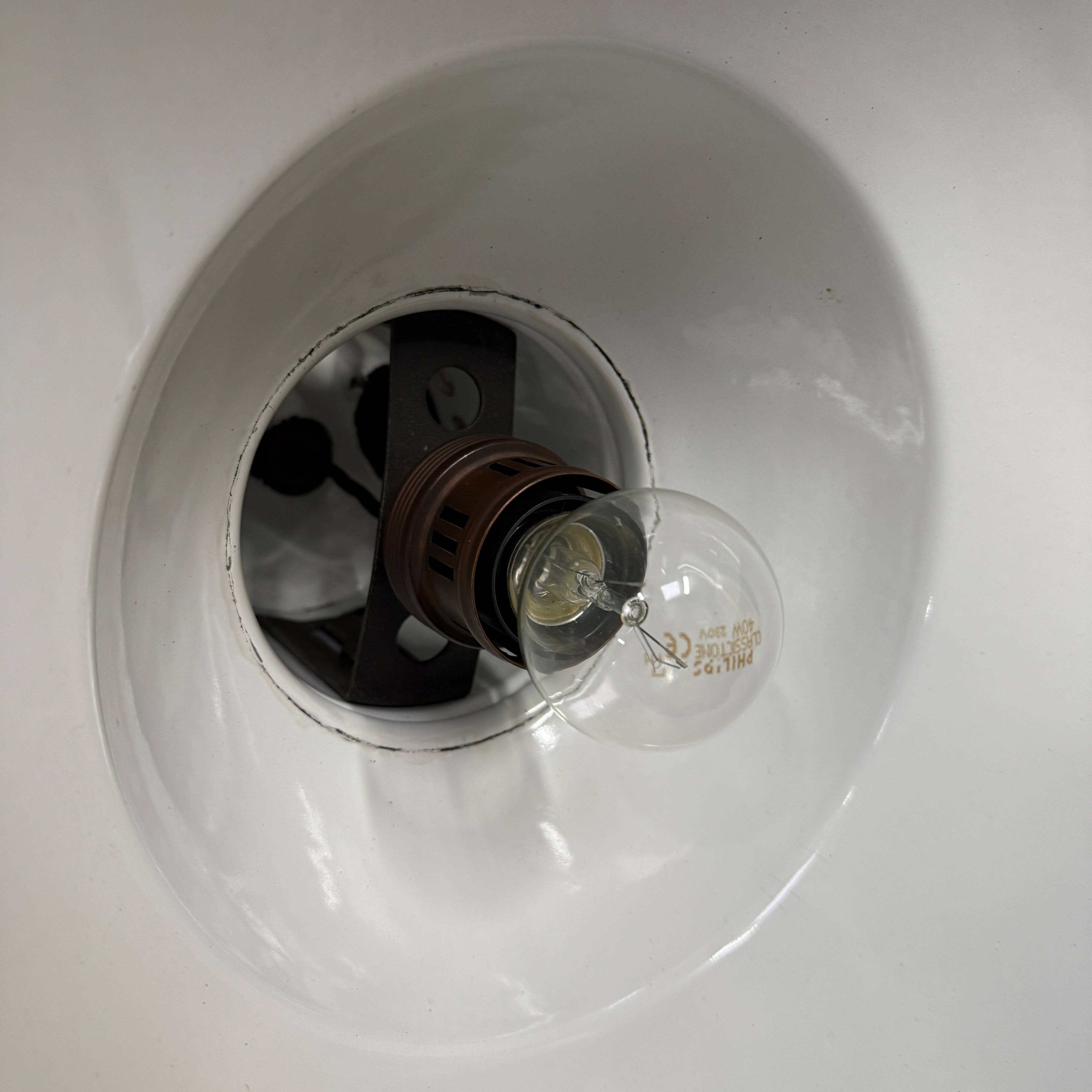 Industrial French medium black enamel pendant lamp