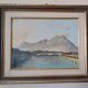 Oil painting on canvas board, 1950s, signed NAVA, lake, river.