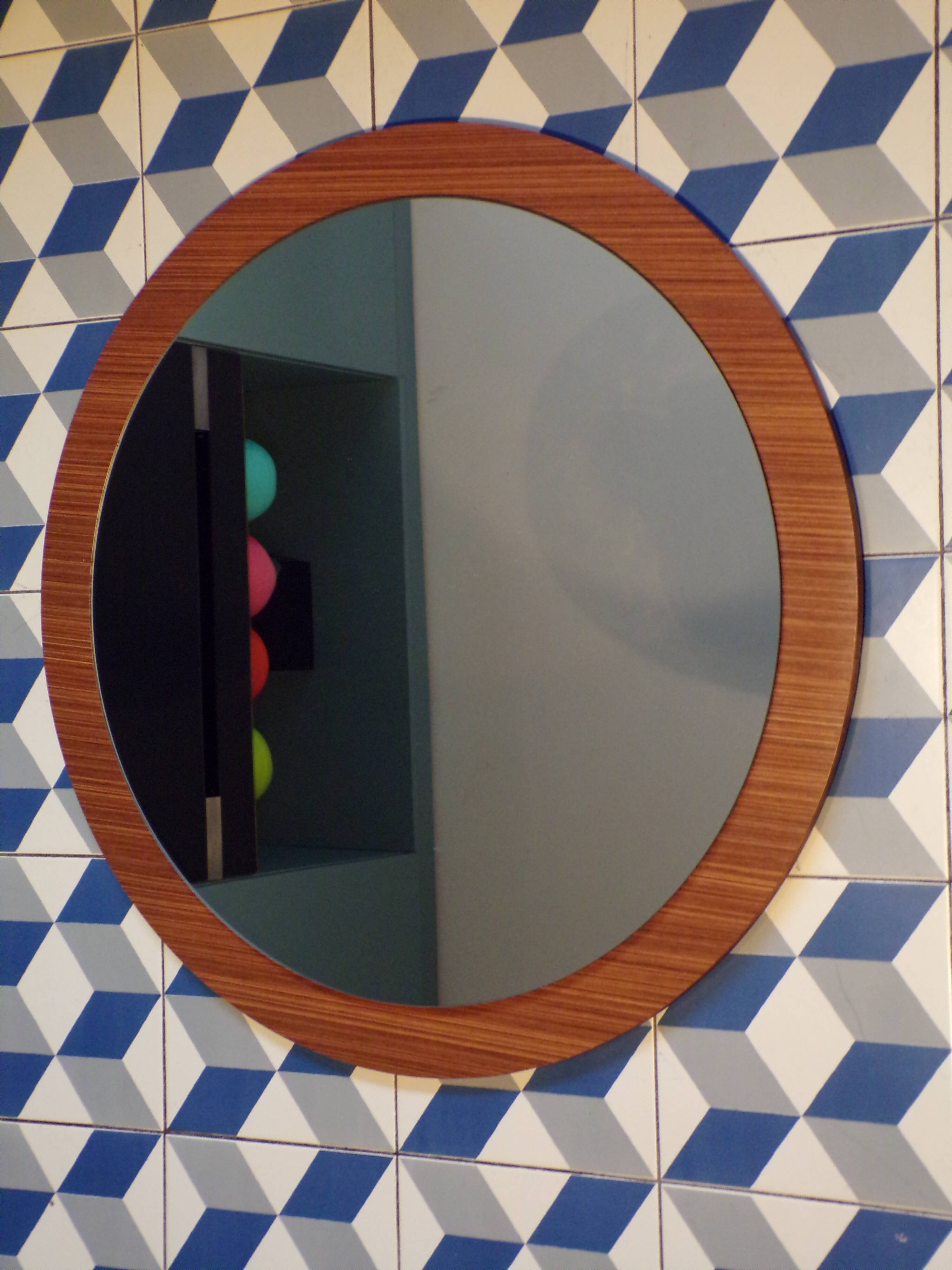 Scandinavian teak mirror Ø 65cm