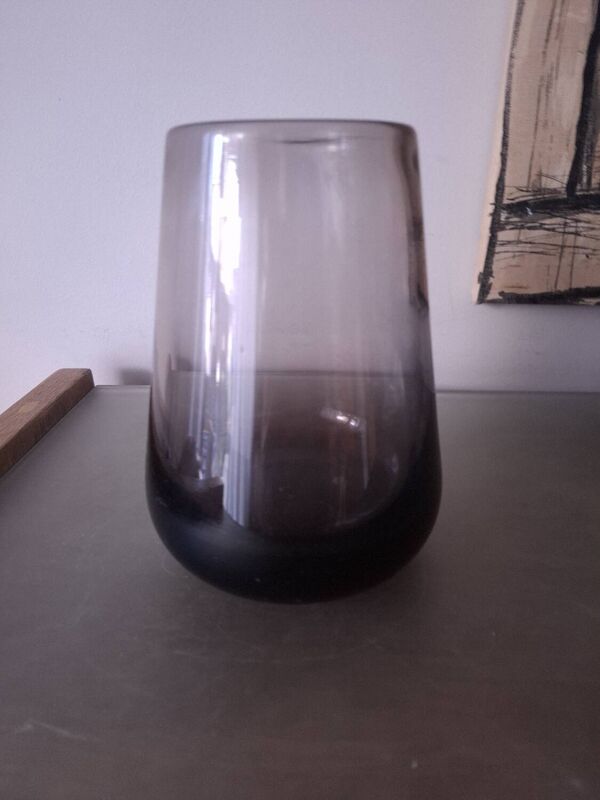 Vase en verre soufflé maître verrier  Claude Morin , 1978