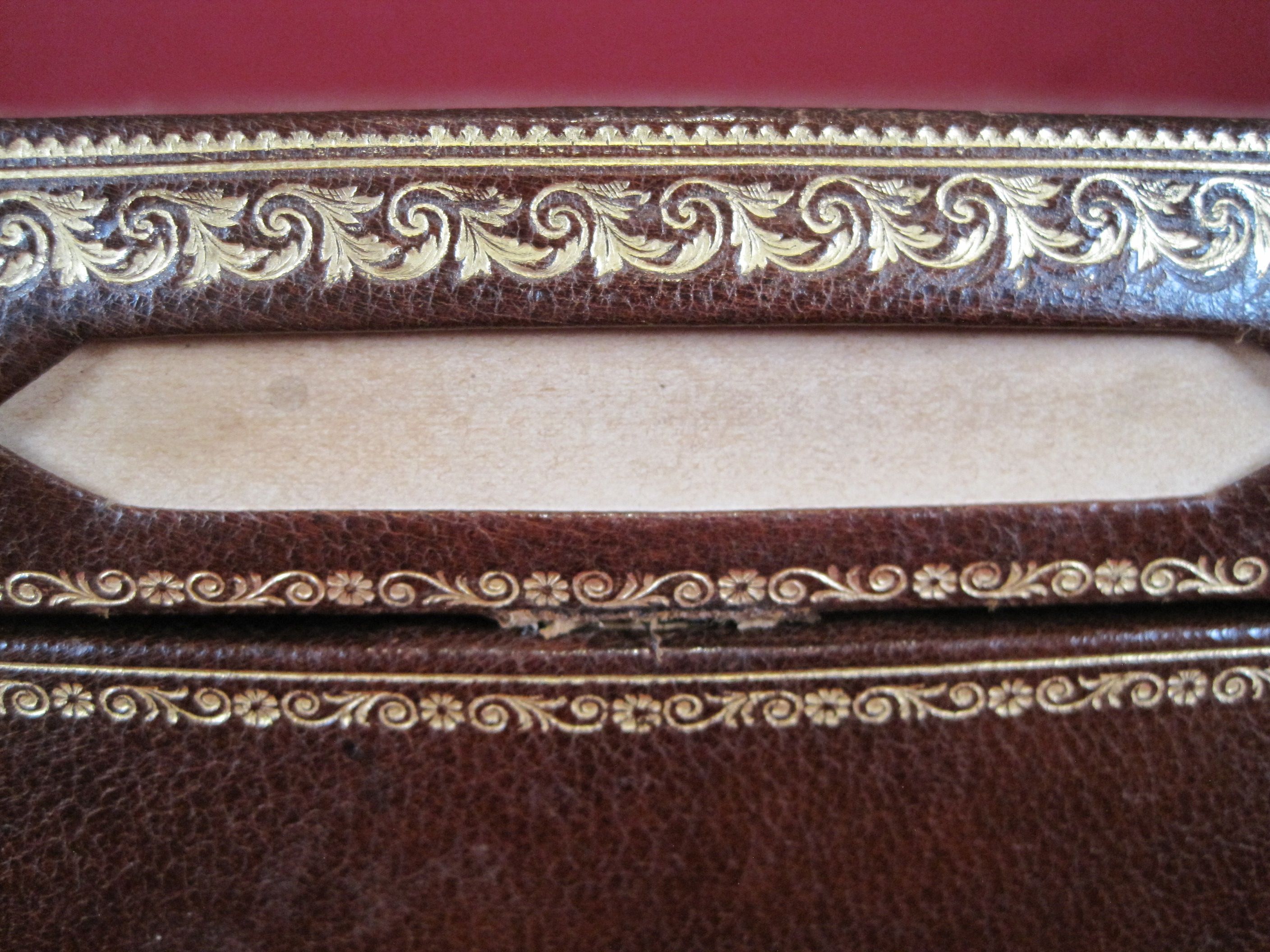 Old notary archive box in wood & leather, Office furniture early XX th