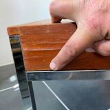 Scandinavian teak coffee table vintage chrome legs 1960