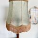 Vintage table lamp foot wood turned lampshade fringes