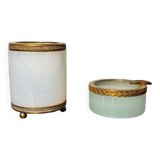 2 opaline ormolu tooth-stick holder & ashtray