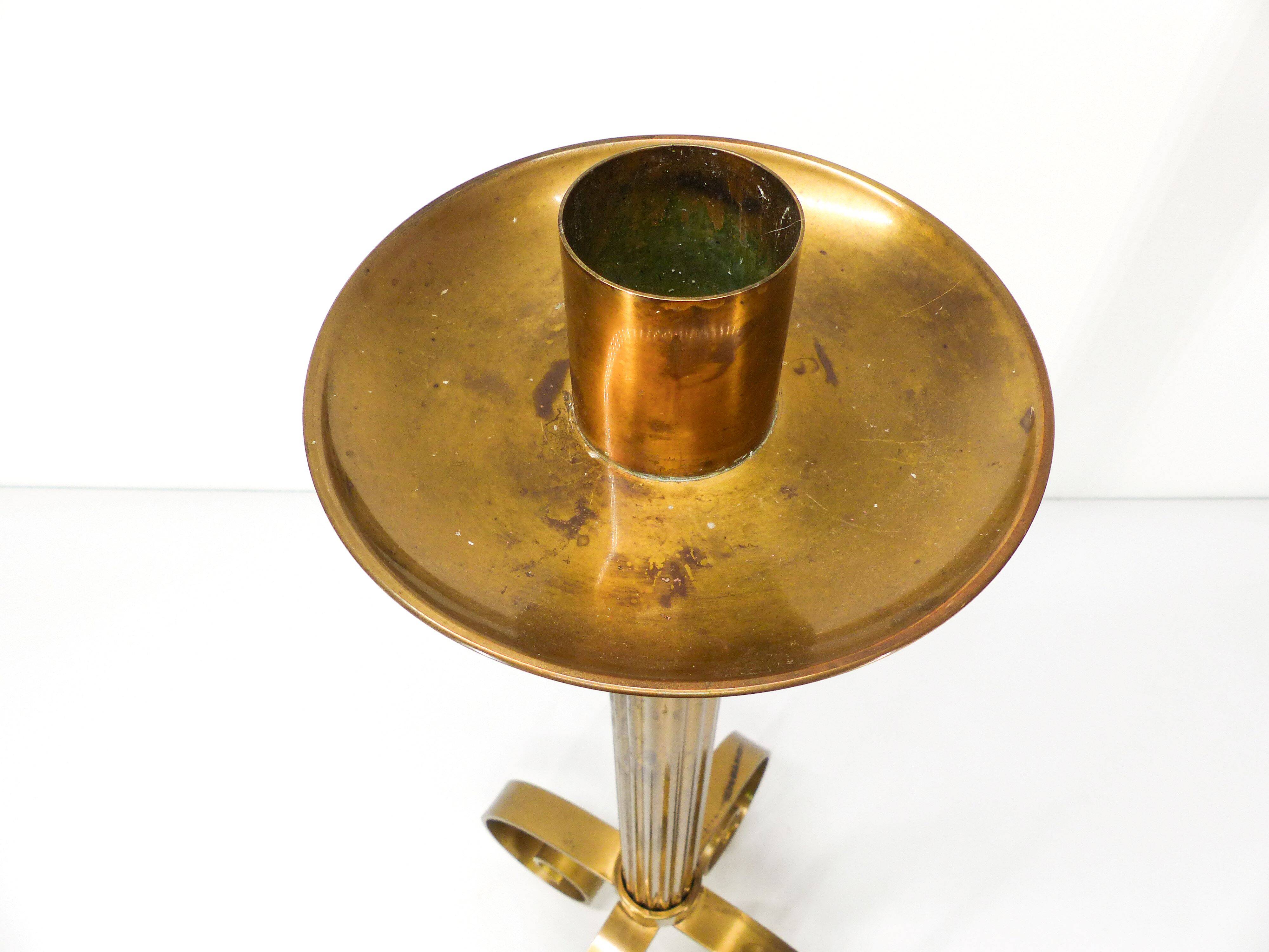 Scandinavian brass candle holder Ivar Ålenius Björk for Ystal Metall 1960