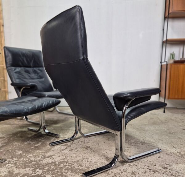 Fixez le prix ! Fauteuils lounge De Sede DS-2030 2x + ottoman, vintage.