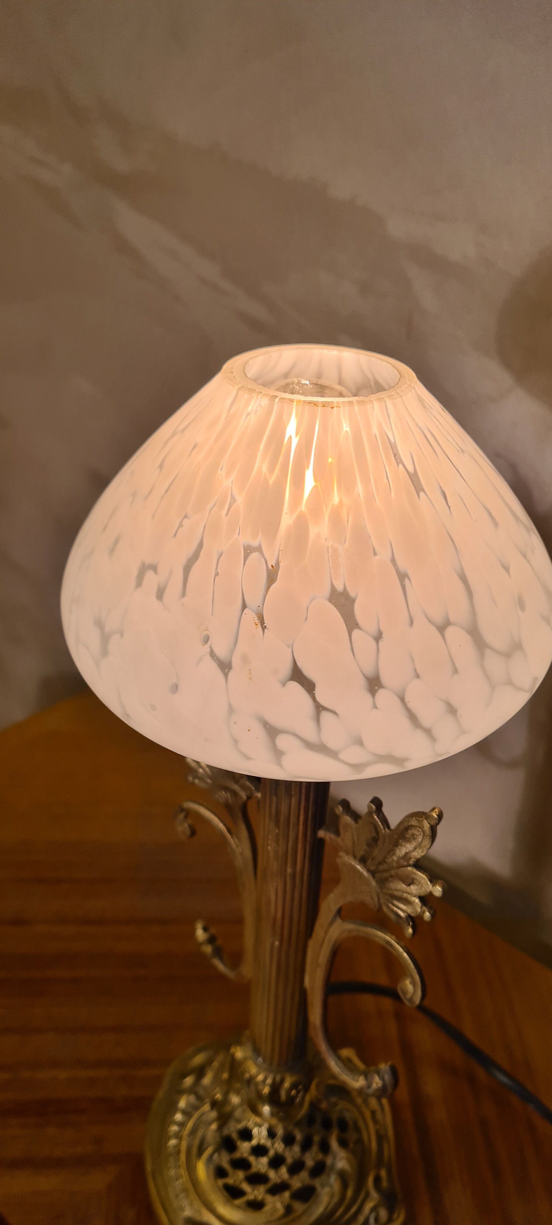 Art nouveau bronze and brass lamp