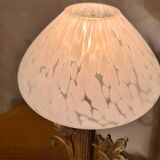 Art nouveau bronze and brass lamp