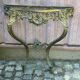 Console d'applique murale de style Louis XV bronze doré et marbre vert XIXè