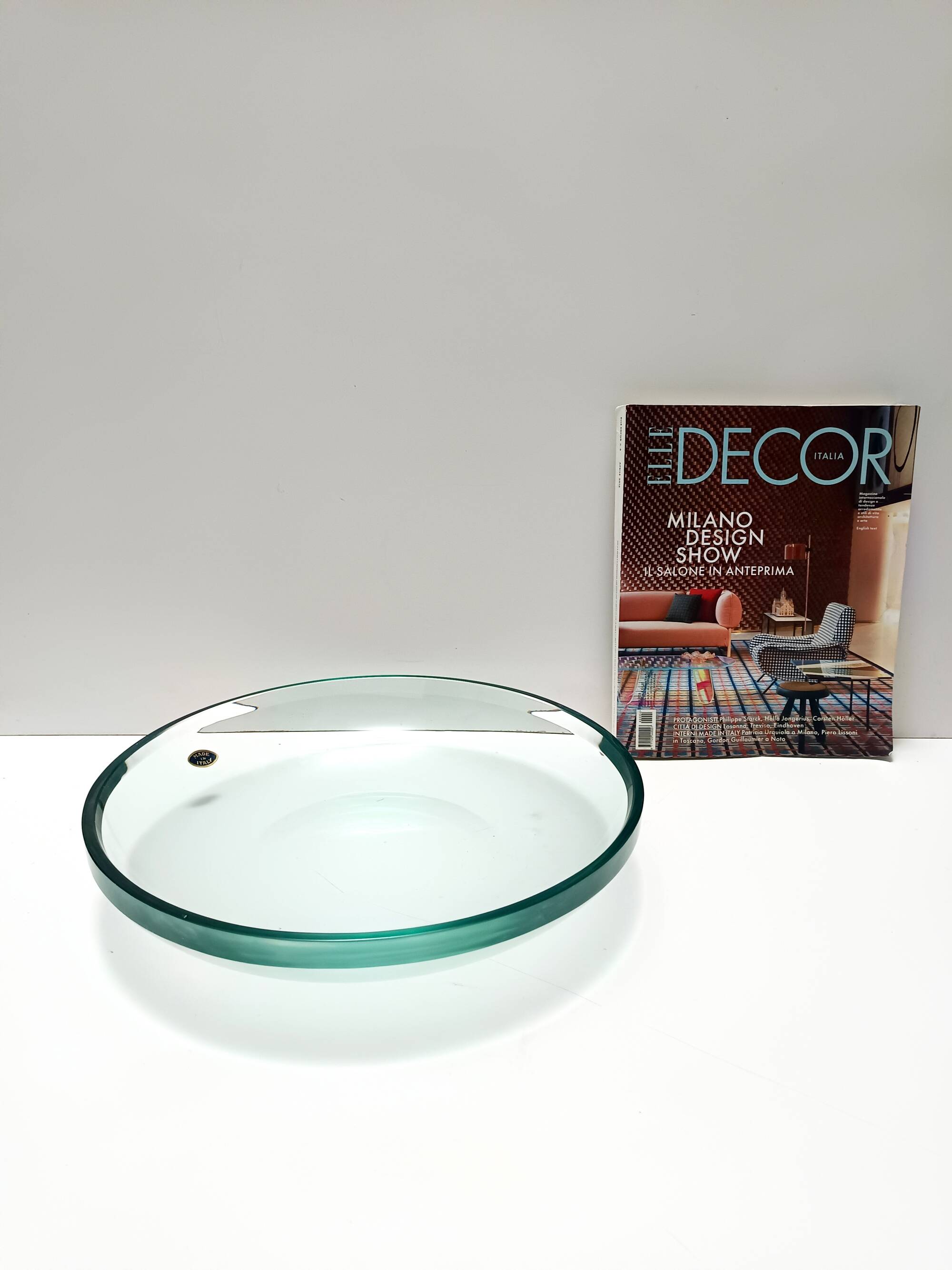 Elegant Thick Glass Centerpiece / Trinket Bowl attr. to Fontana Arte, Italy