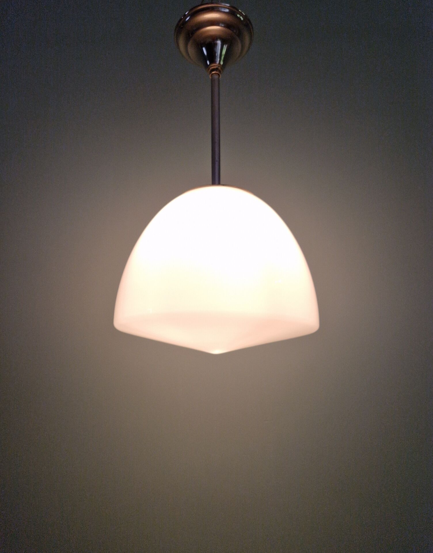 Bauhaus suspension by Philips in white opaline, 1930s.