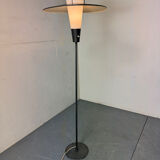 Mid Century France Modernist steel, brass and glass floor lamp, 1950s