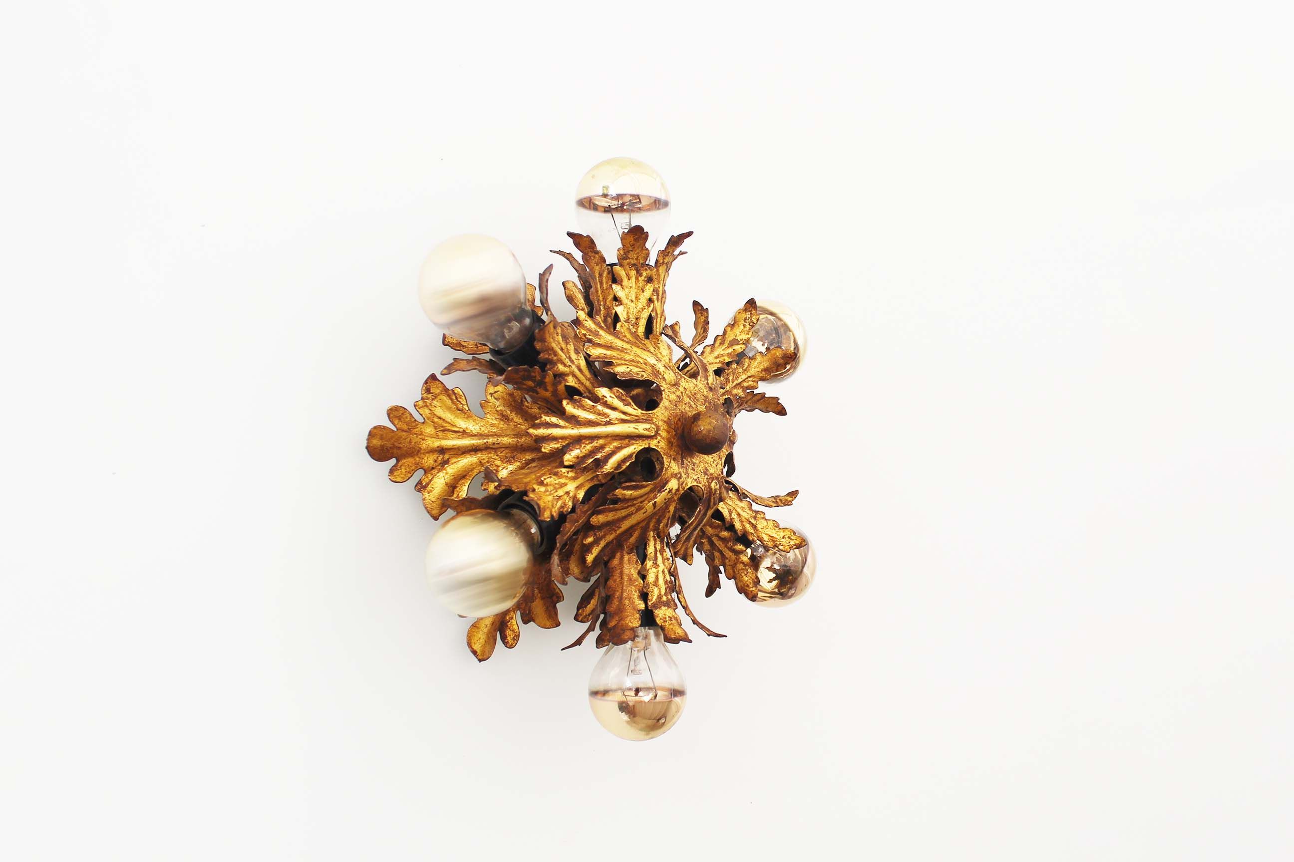 1960’s gilt ‘florentine’ ceiling or wall light by banci firenze