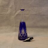 Carafe bleue à bouchon noir XIXe siècle