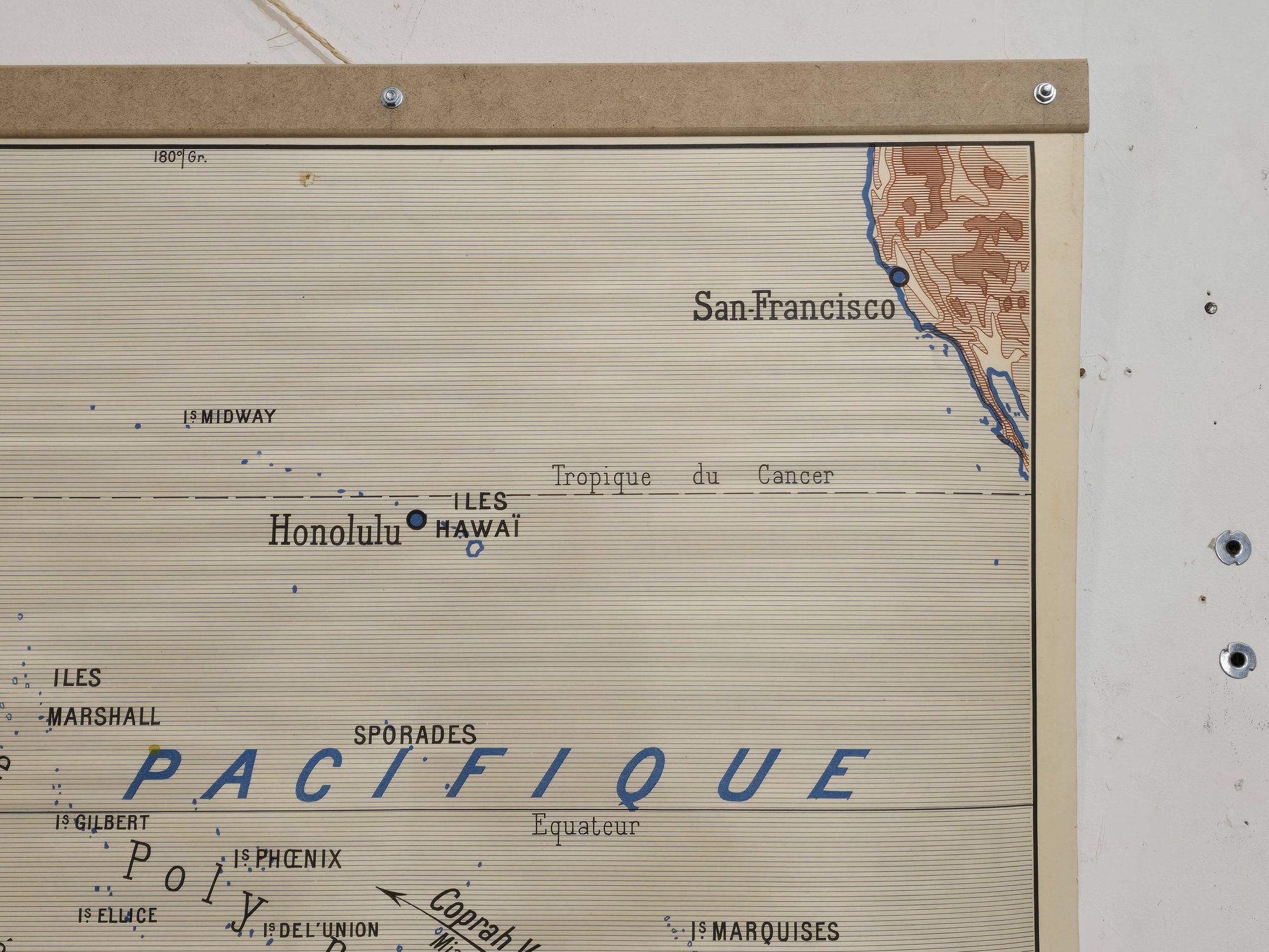 Ancienne carte de géographie carte d'école Océanie politique et physique co