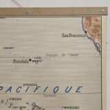 Old geography map school map Oceania political and physical co