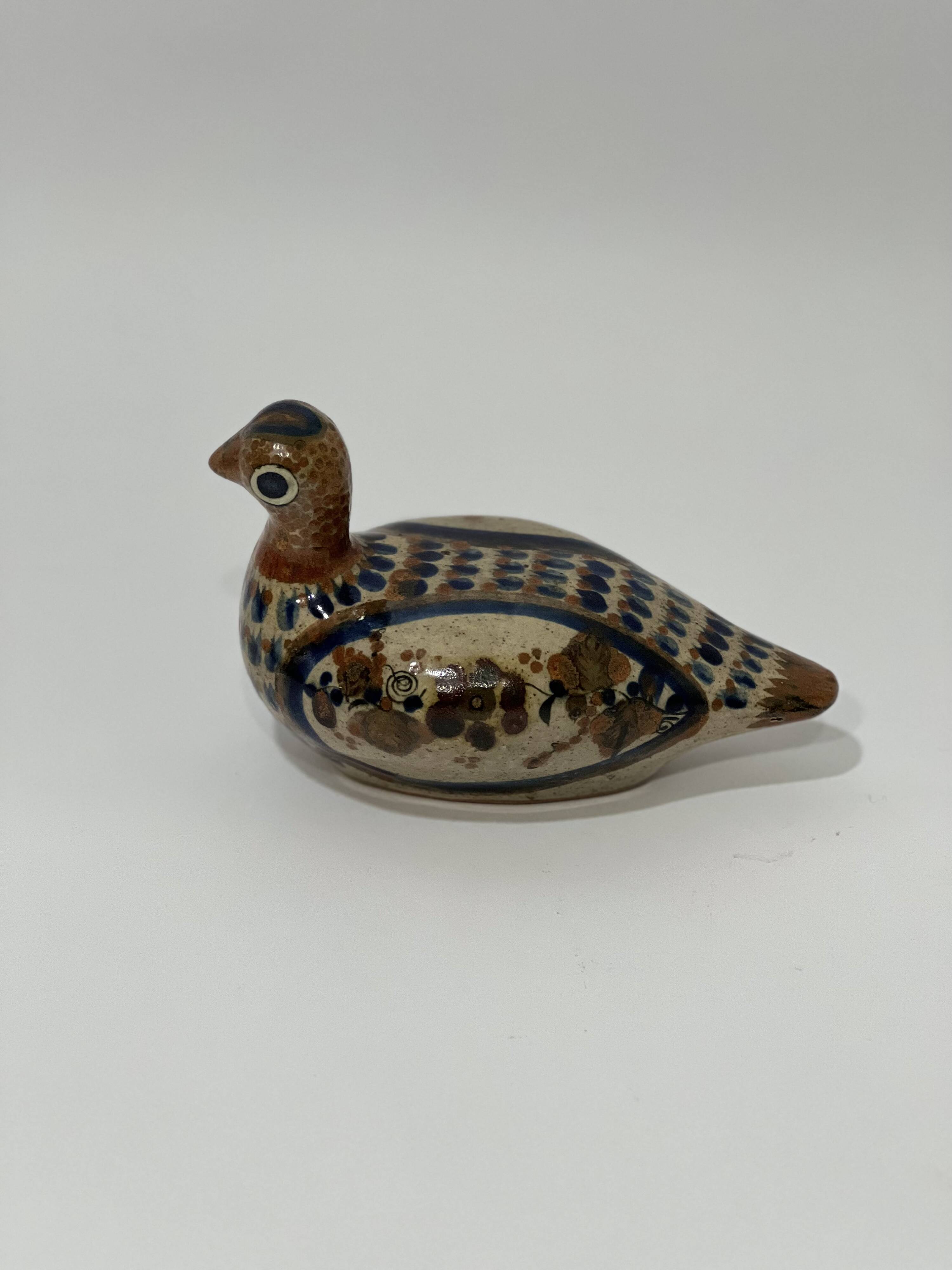 Vintage mexican ceramic tonala - hand painted dove