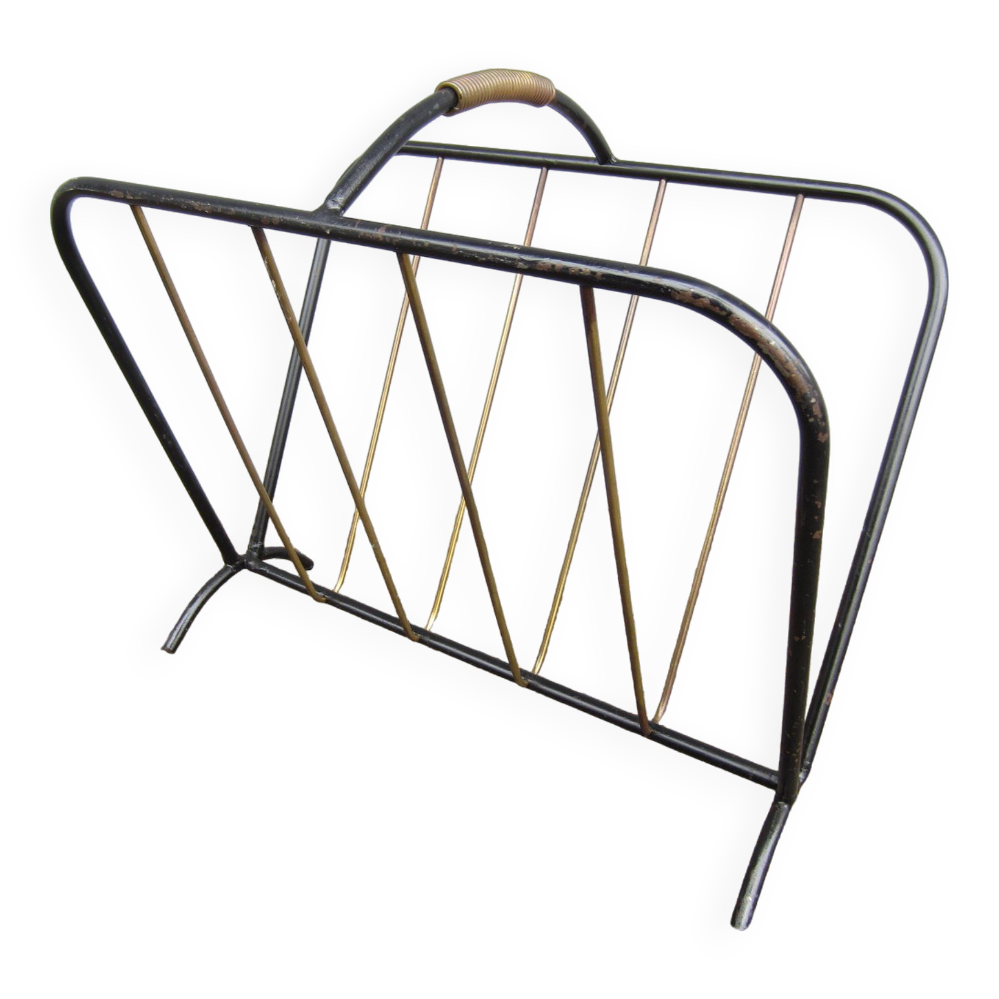 Steel and brass magazine rack