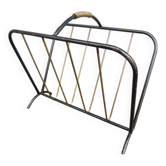 Magazine holder in steel and brass