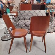 Pair of Scandinavian chairs with round seats, 1950s