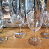 Set of 10 glasses and an engraved glass pitcher