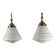 Pair of opaline glass pendant lights in white by Philips and brass from the 1920s.