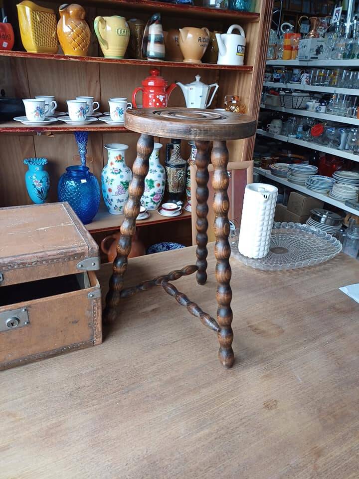 Beaded Tripod Mid-Height Stool