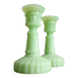 Set de 2 bougeoirs miniatures opaline de Portieux
