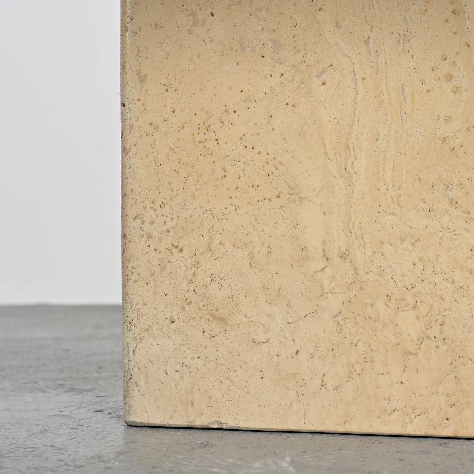 Set of three nesting tables in travertine, Italy circa 1970.