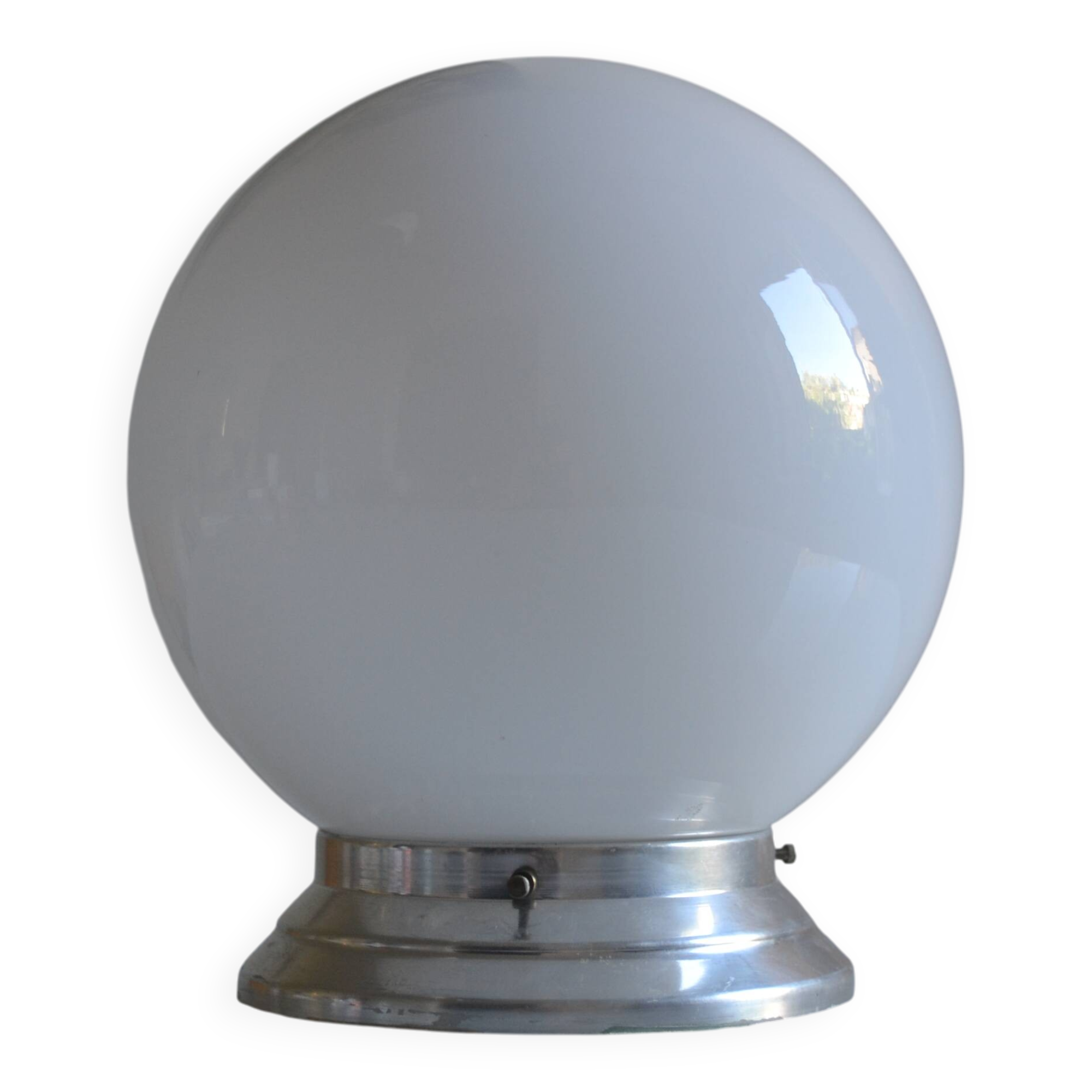 Art Deco table lamp with white opaline glass globe