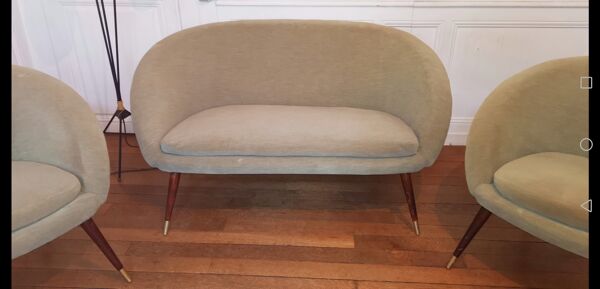 Canapé sofa coquillage rond 2 places gris