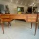 Louis XVI style solid mahogany and bronze flat desk, 19th century