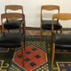 Lot de 4 chaises scandinaves danoises en teck & simili-cuir 1960