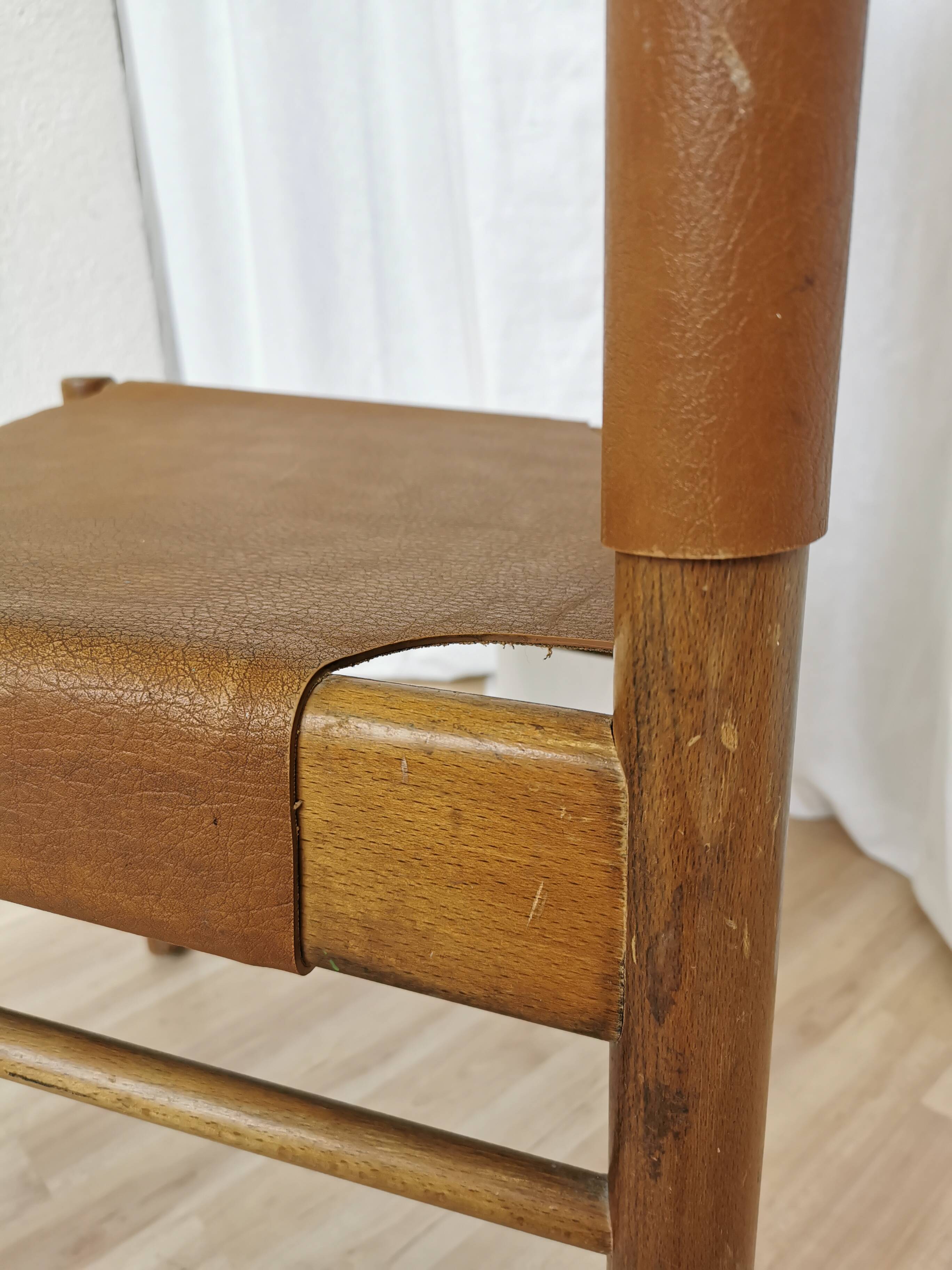 Vintage Janez Lajovic Leather Dining Chair: Mid-Century Modern 1980s