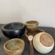 6 mini ceramic bowls, mother-of-pearl spoon